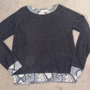 Moa Moa Girls Snakeskin Print Trim Top